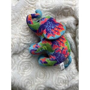 Pop Art Soft Elephant Plush E1028 Colorful Psychedelic Floral Stuffed Animal